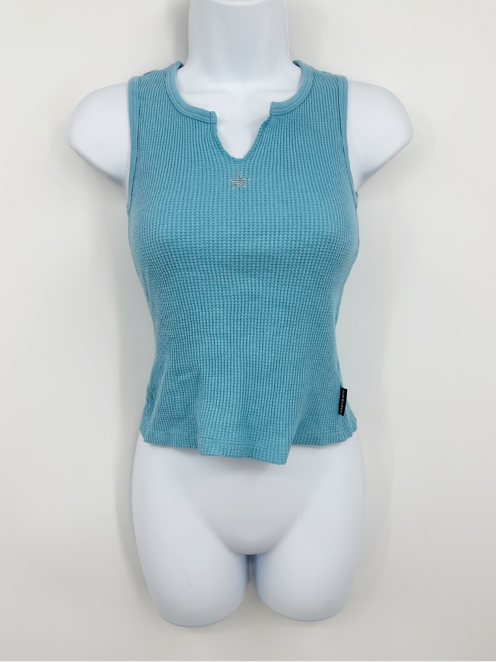 Joe Boxer Vintage Y2K Blue Star Rhinestone Cropped Tank Top Streetwear